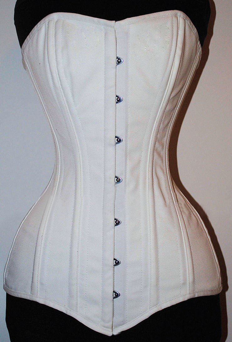 26 Steel Bones White Cotton Heavy Corset N8852 2169