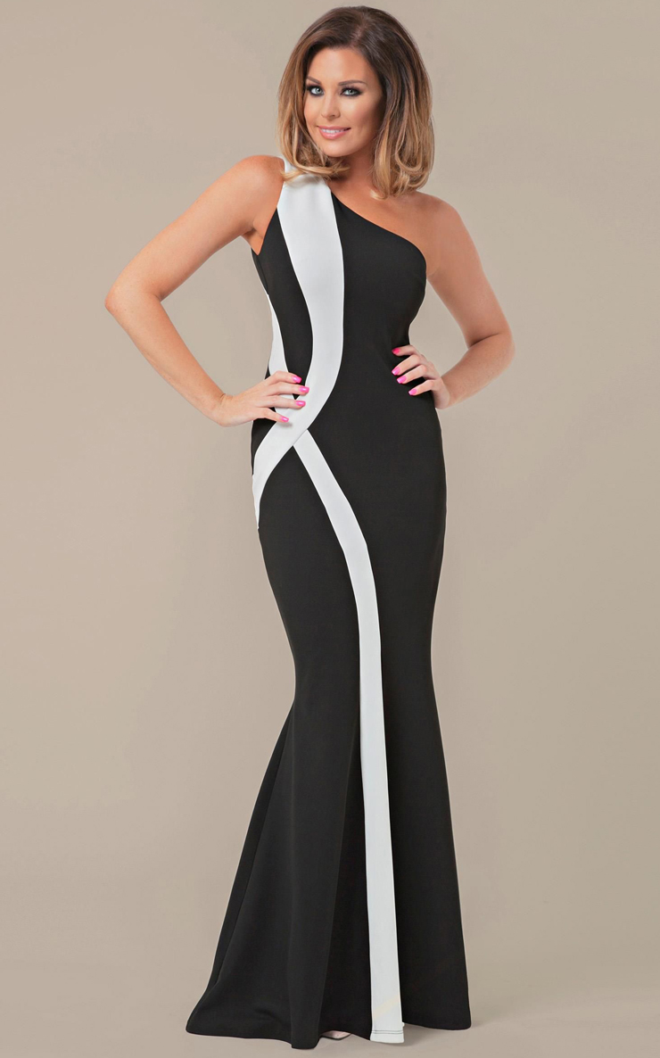 Ladies Fashion Black And White One Shoulder Long Gown N10176 5291