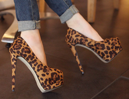 leopard platform pumps