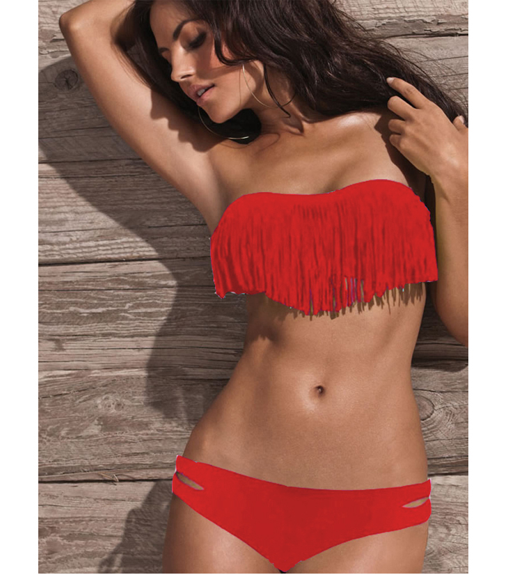 red fringe bikini