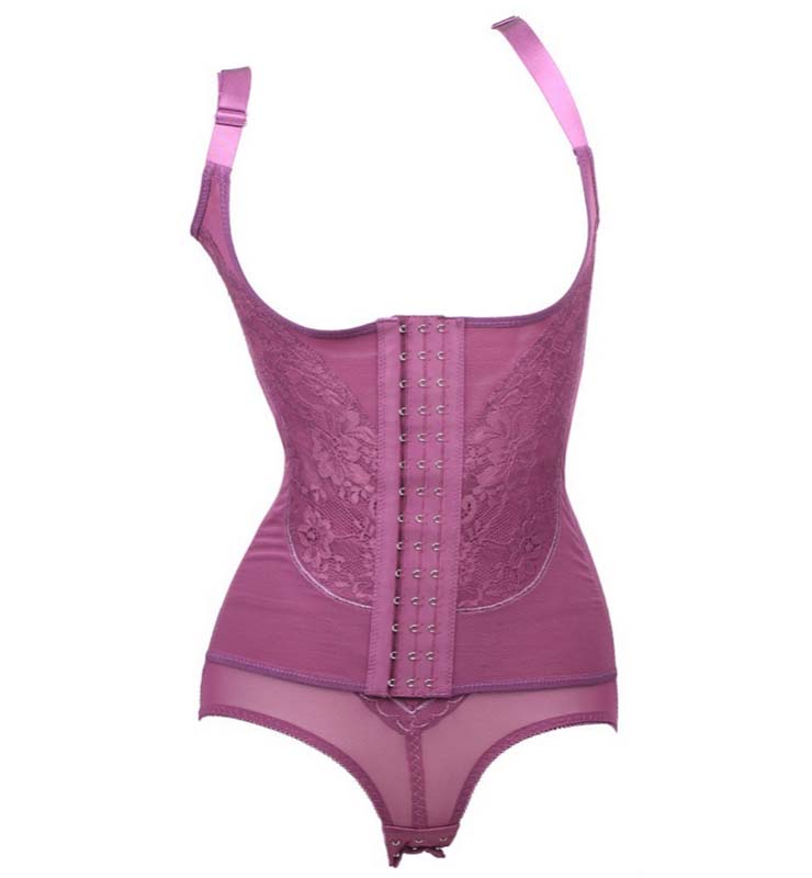 Sexy Purple Lace Underbust Seamless Shapewear Bodysuits N10675