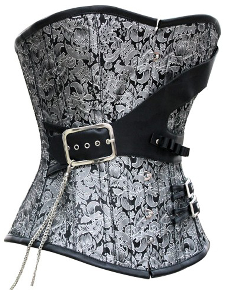 Steampunk Black And Silver Brocade Corset N6222 9675