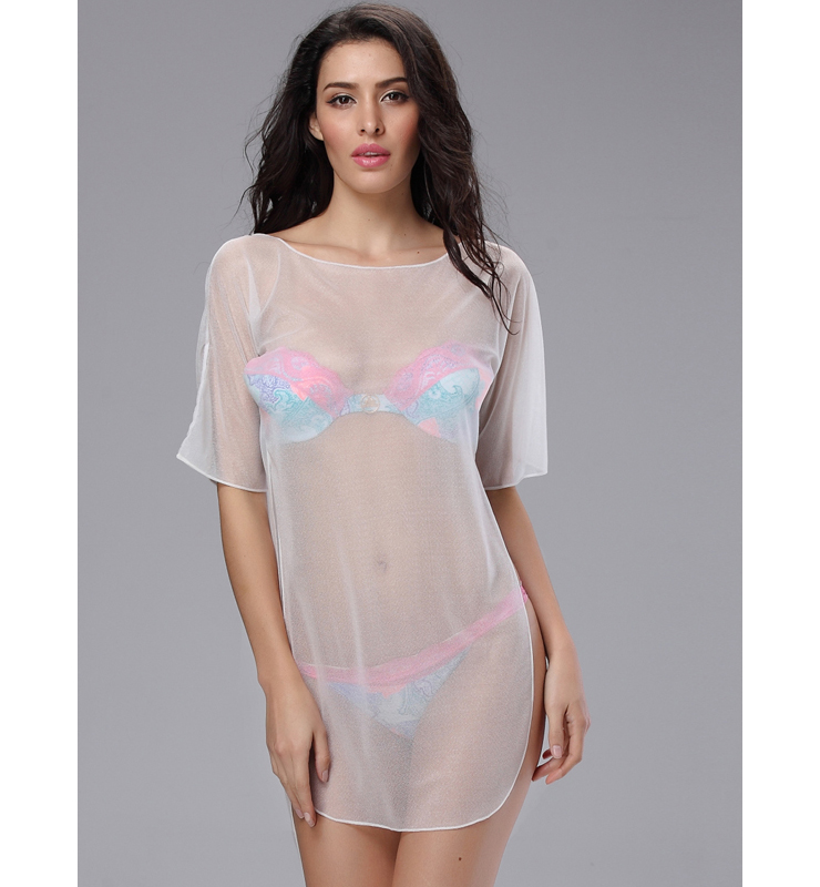 white sheer swim cover up