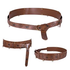 ‌Viking-inspired waist belt, Medieval armor belt, Adjustable leather cincher, Renaissance festival accessory, Fantasy cosplay gear, Embossed Viking design, Historical reenactment belt, Steampunk Gothic corset, Hand-tooled leathercraft, Rustic bohemian waistband #N23696