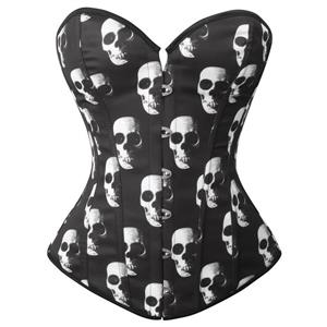 Sexy Black Skull Day of The Dead Halloween Costume Corset  N23663