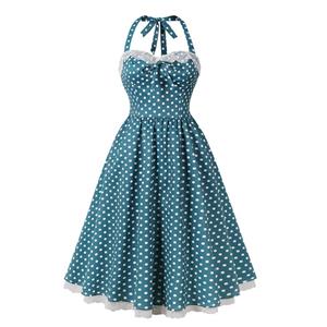 Vintage Dresses for Women, Sexy Dresses for Women Cocktail Party, Casual Vintage Polka Dot Printed Dress, Strappy Swing Daily Dress,Retro Dresses for Women 1960, Vintage Dresses 1950