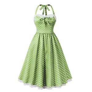 Vintage Dresses for Women, Sexy Dresses for Women Cocktail Party, Casual Vintage Polka Dot Printed Dress, Strappy Swing Daily Dress,Retro Dresses for Women 1960, Vintage Dresses 1950