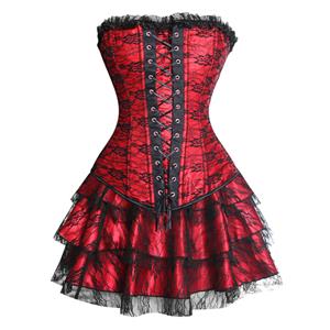 red corset& black mini Skirt N6151
