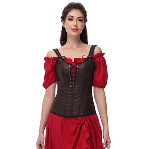 Renaissance Costume Women Pirate Medieval Viking Floral Corset Top Ren Faire Vest Victorian N23654