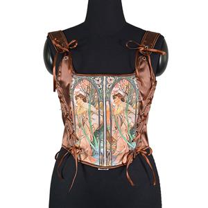 Corset Tops for Women Renaissance Floral Overbust Boned Bustier Bodice N23666