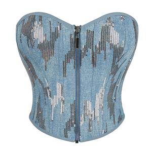 Fashion Plastic Boned Corset, Sexy Overbust Corset, High Quality Corset, Punk Outerwear Corset,,Women