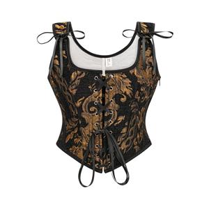 French strap bra vintage oil painting printed short top corset N23671