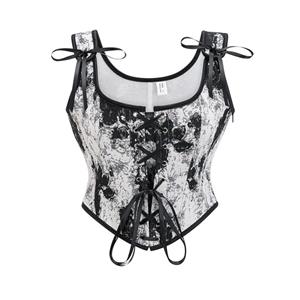 Vintage Floral Embroidered Camisole, Corset Vest Top for Women Bustier Shapewear N23673