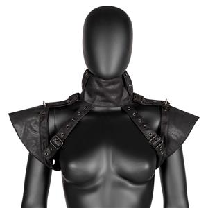 Gothic Punk Shoulder Armor - Adjustable Leather Spaulders for Cosplay, Halloween & Steampunk Costume Accessories N23682