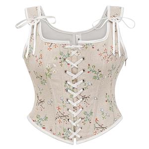 Corset Tops for Women Renaissance Lace Up Floral Overbust Boned Bustier Bodice #N23600