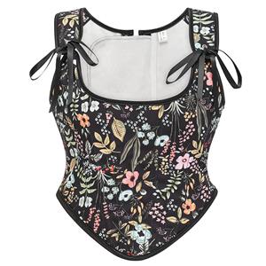 Corset Tops for Women Renaissance Lace Up Floral Overbust Boned Bustier Bodice #N23652