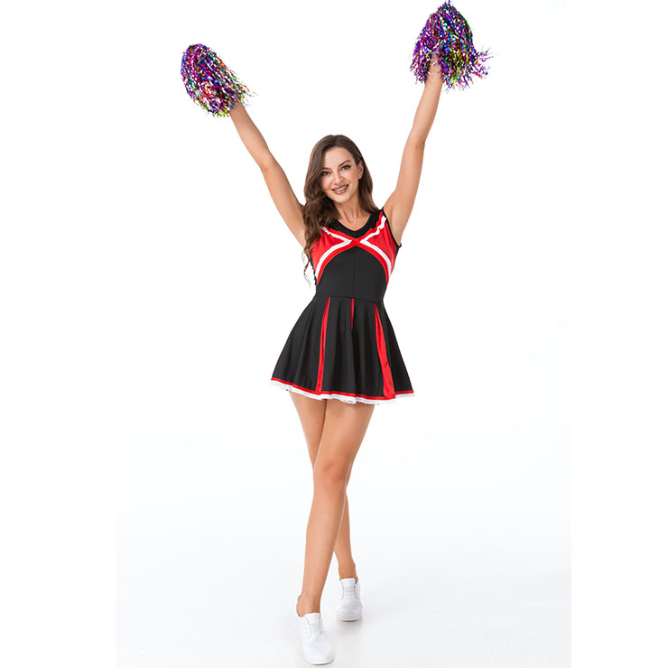 Hot Adult Cheerleader Pleated Mini Dress and Pom-poms Sports Carnival ...