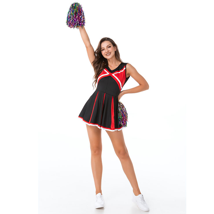 Hot Adult Cheerleader Pleated Mini Dress and Pom-poms Sports Carnival ...