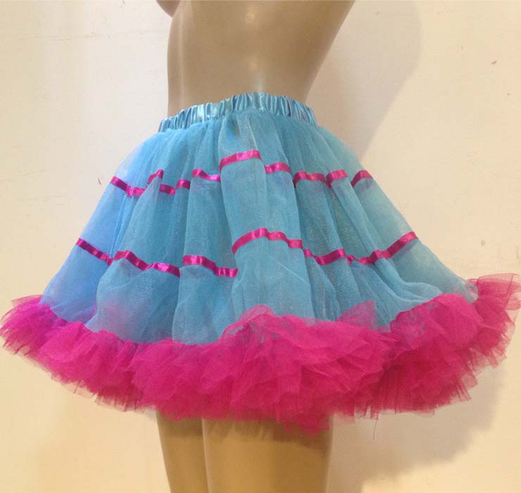 Blue Split Joint Hot-pink Petticoat N9352