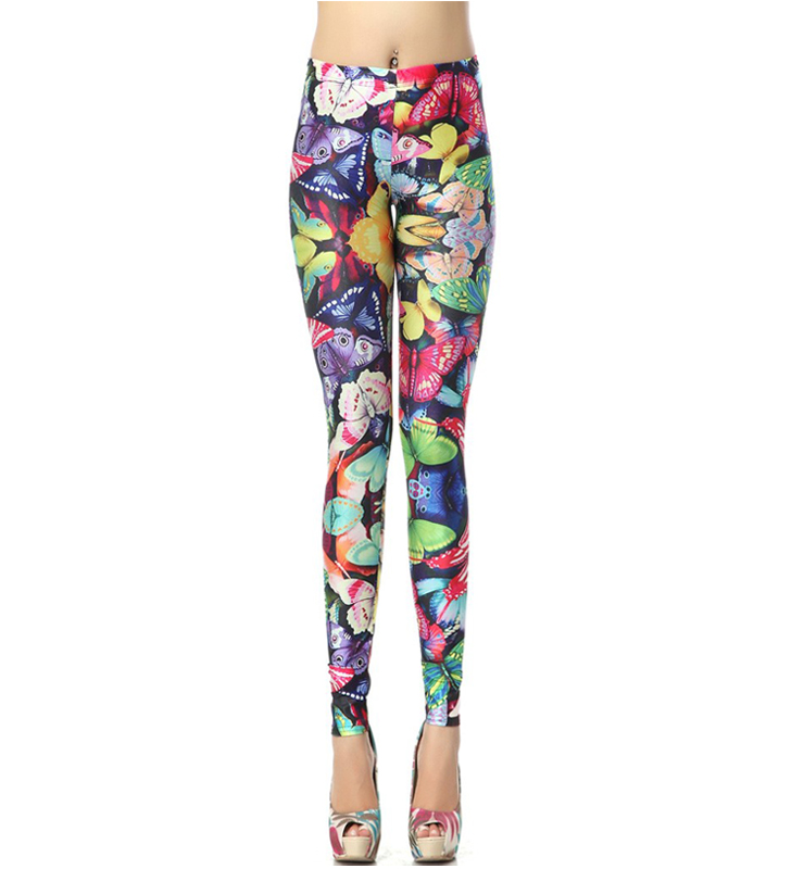 Women's Fashion Colorful Butterflies Print Leggings L7888