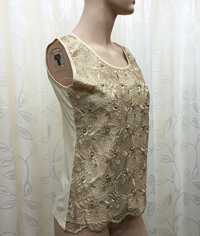 Elegant Gold Embroidery Flowers Beading Vest Tops N10812
