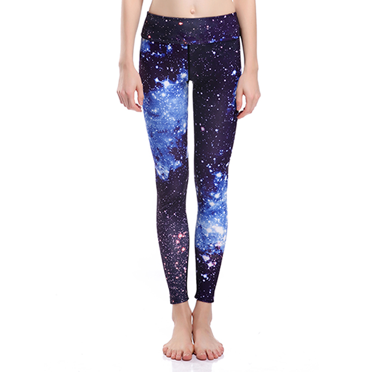 Women's Charming High Waist Starry Sky Print Stretchy Sports Leggings ...