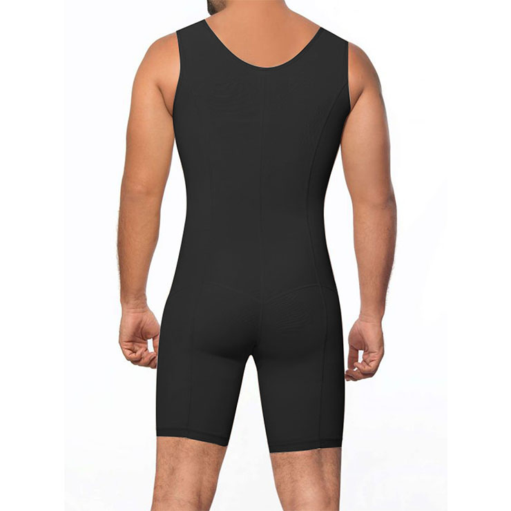 Men's Black Zipper Closure Jockstrap Shapewear Body Shaper Bodysuit for ...