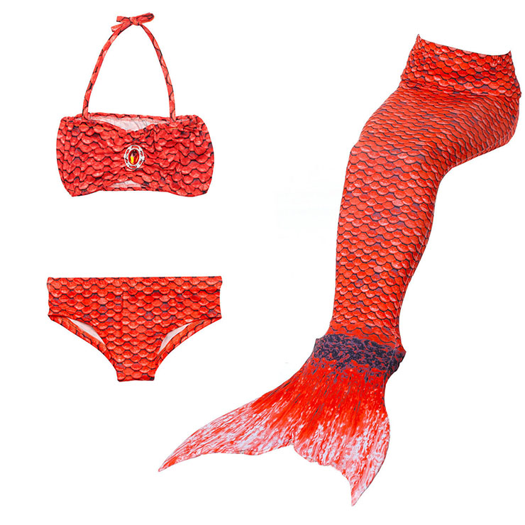 Pcs Red Mermaid Tail Swimsuit Sea Maid Princess Bikini Swimming Set N ...