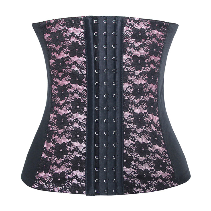 9 Steels Fashion Pink Lace Waist Cincher Plus Size Bustier Corset N10519