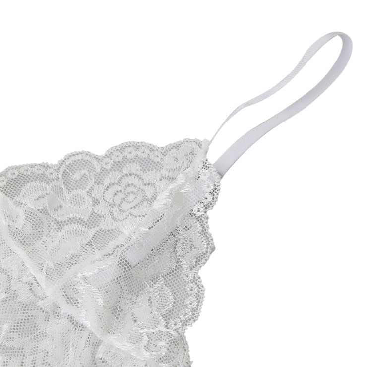Sexy White V Neck Floral Lace Spaghetti Strap Crop Top and Panty ...