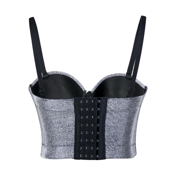 Sexy Punk Metallic Glitter Padded Underwire B Cup Bustier Bra Clubwear ...