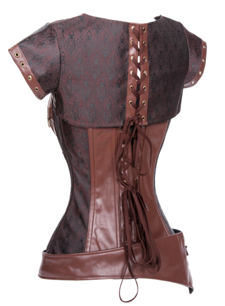 Steampunk Steel Bone Overbust Corset with Jacket & Belt N10345