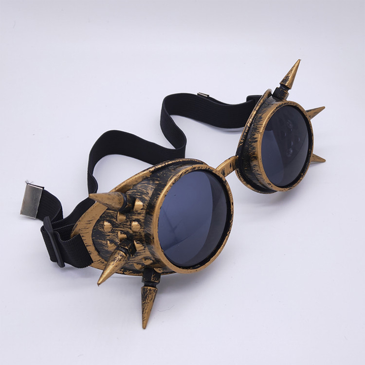 Steampunk Brass Frame One-piece Glasses Masquerade Party Rivet Goggles ...