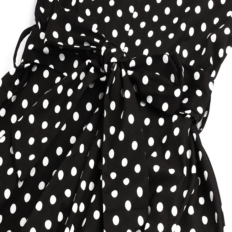 Women's Vintage Polka Dot Casual Swing Dress With Blet N11809